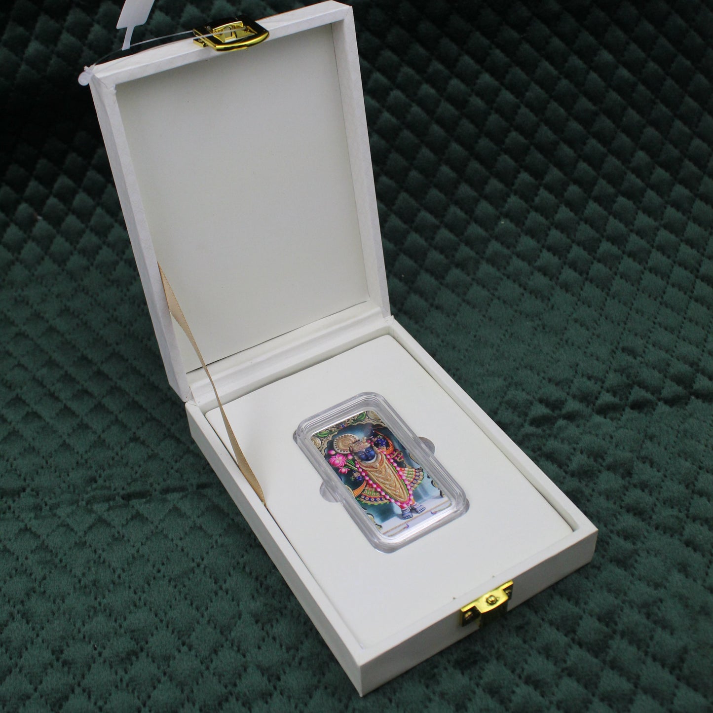 Pure Silver Shreenath Ji – 999 Silver Religious Bar with Enamel Finish