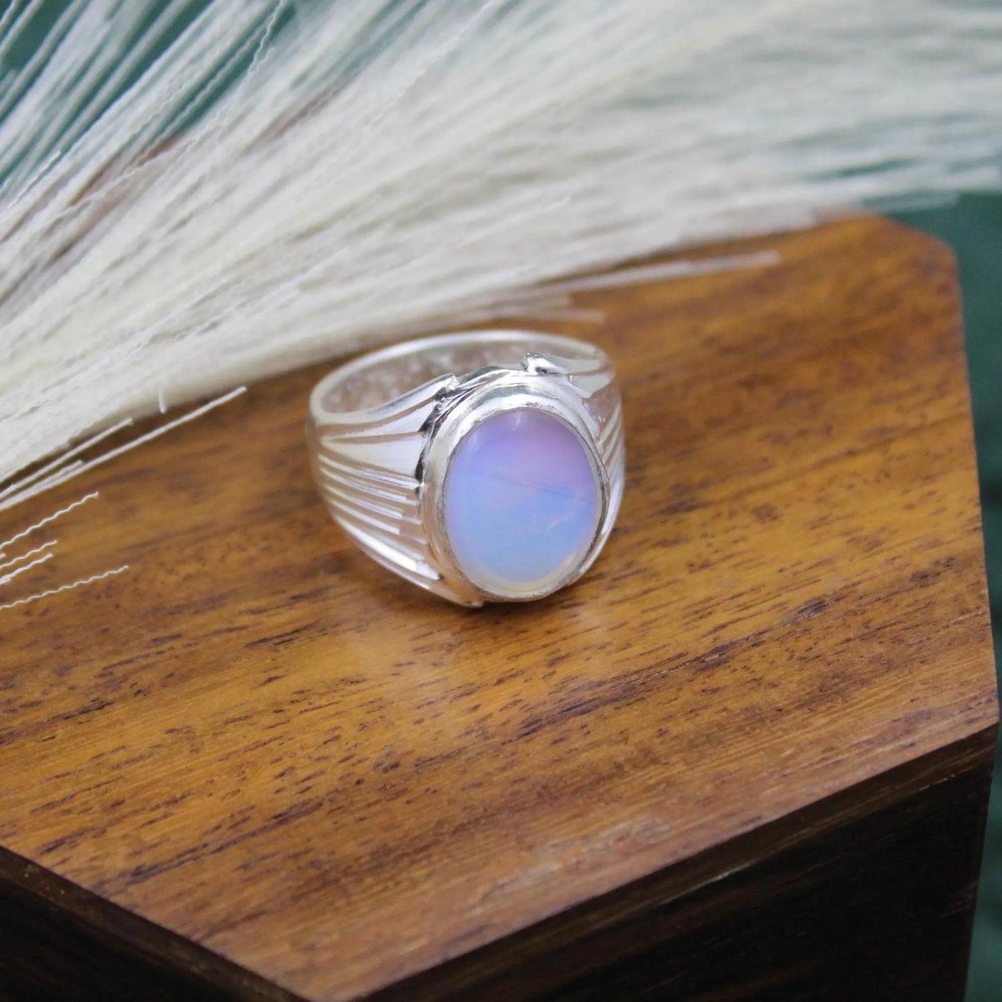 Handmade Sterling Silver Opal Ring | Vintage Style Men's Statement Jewelry | Authentic Opal Gemstone