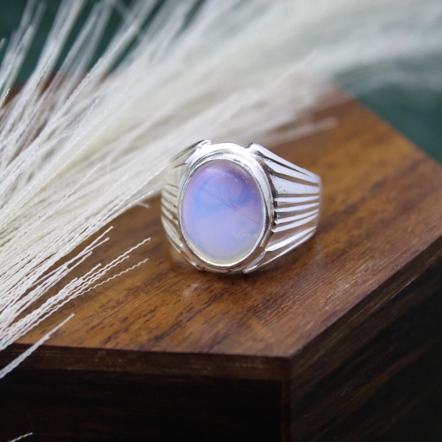Handmade Sterling Silver Opal Ring | Vintage Style Men's Statement Jewelry | Authentic Opal Gemstone
