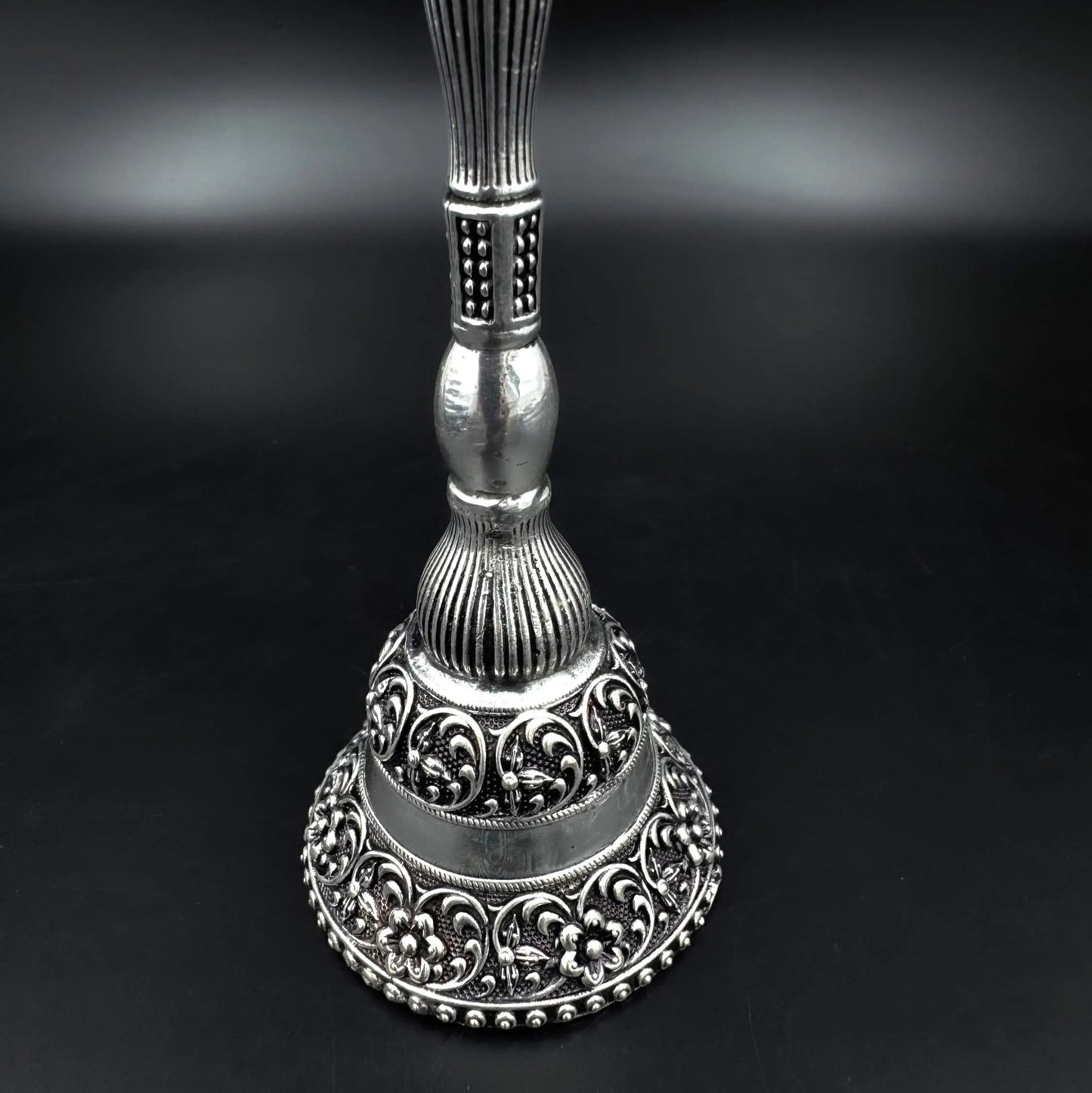 Handcrafted 925 Sterling Silver Lion Head Pooja Bell | Pure Silver Prayer Ghanti | Decorative Indian Temple Bell