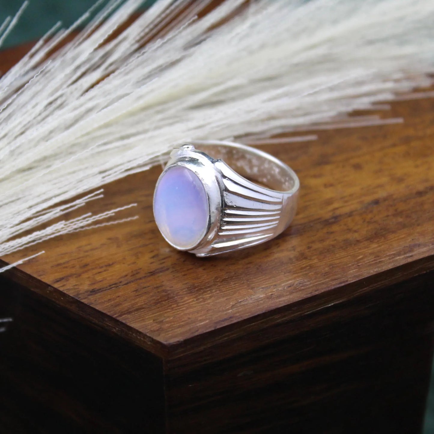Handmade Sterling Silver Opal Ring | Vintage Style Men's Statement Jewelry | Authentic Opal Gemstone