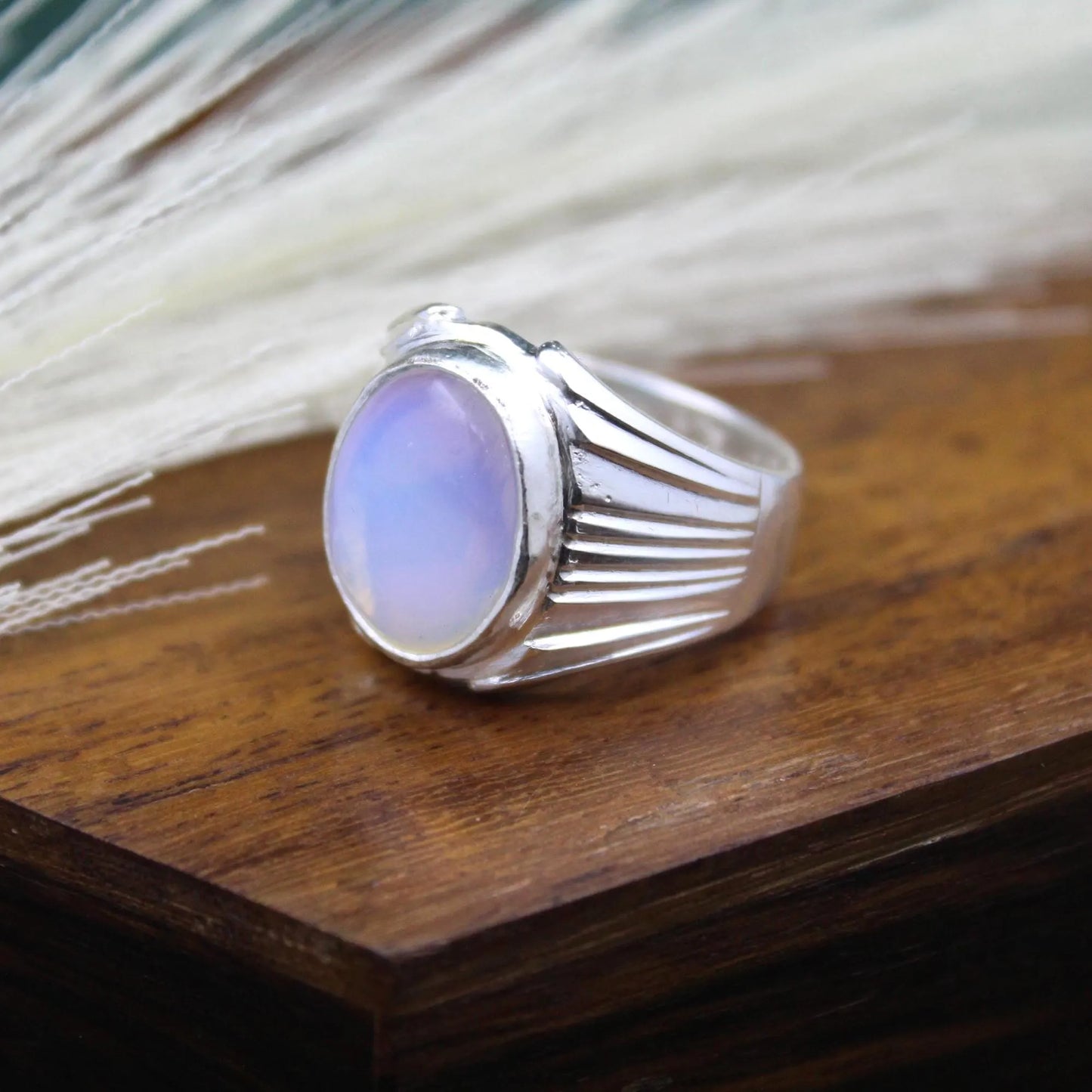 Handmade Sterling Silver Opal Ring | Vintage Style Men's Statement Jewelry | Authentic Opal Gemstone