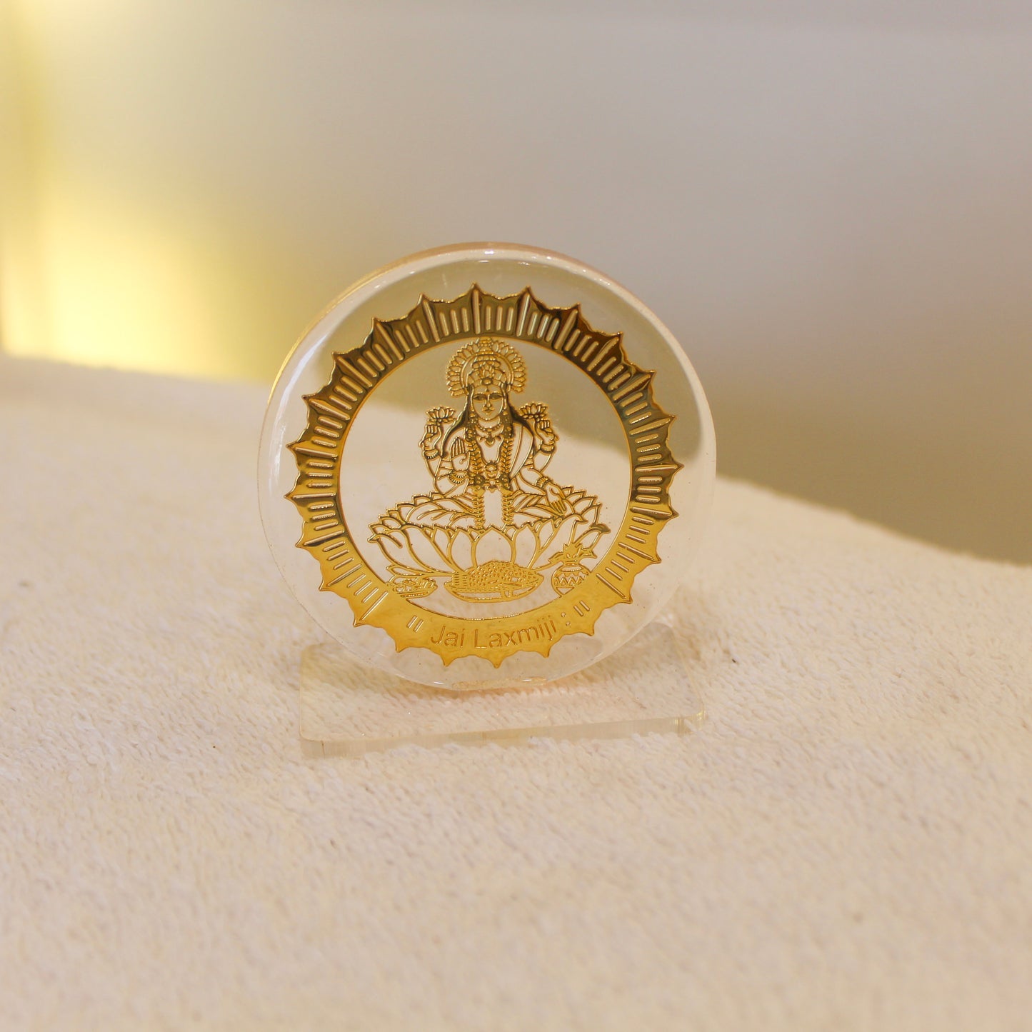 24k gold plated Hindu Acrylic Coin Decor: Shiva, Durga, Lakshmi Art (One Piece only)