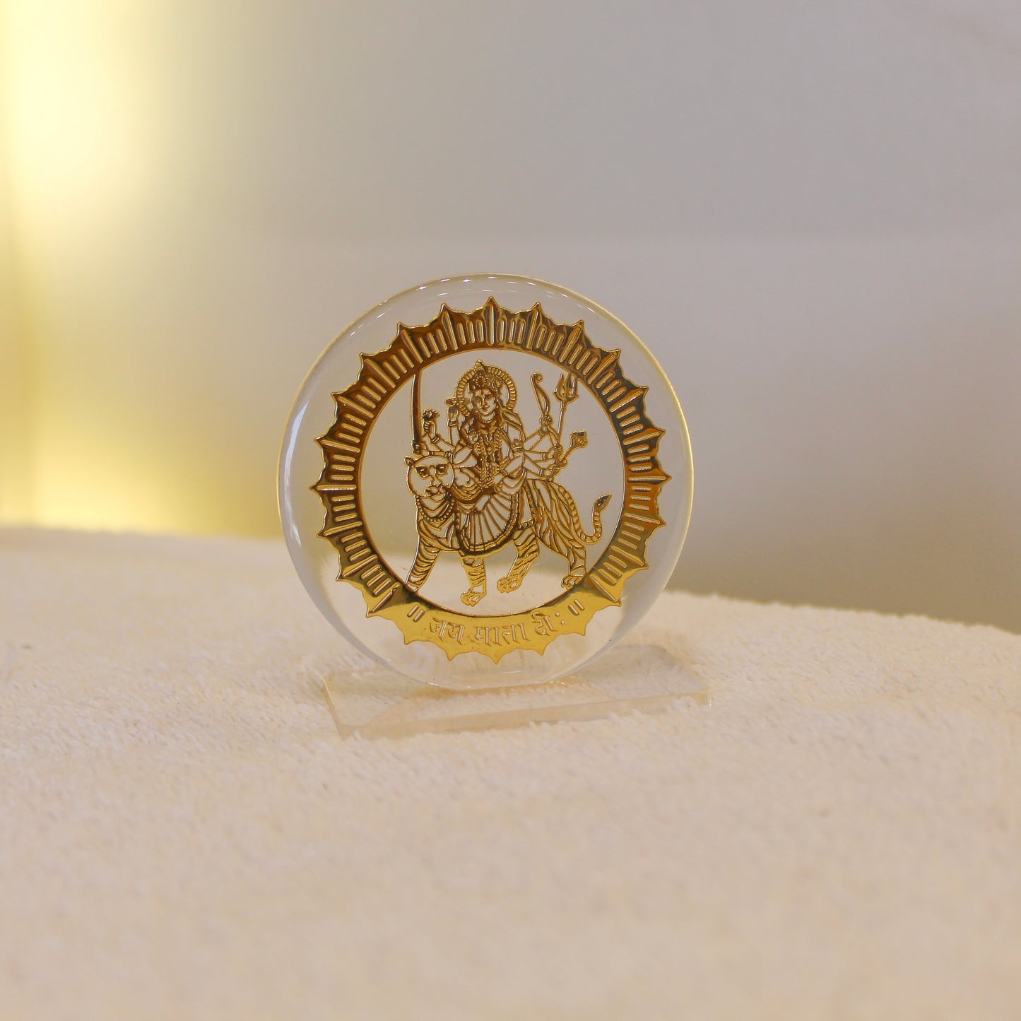 24k gold plated Hindu Acrylic Coin Decor: Shiva, Durga, Lakshmi Art (One Piece only)