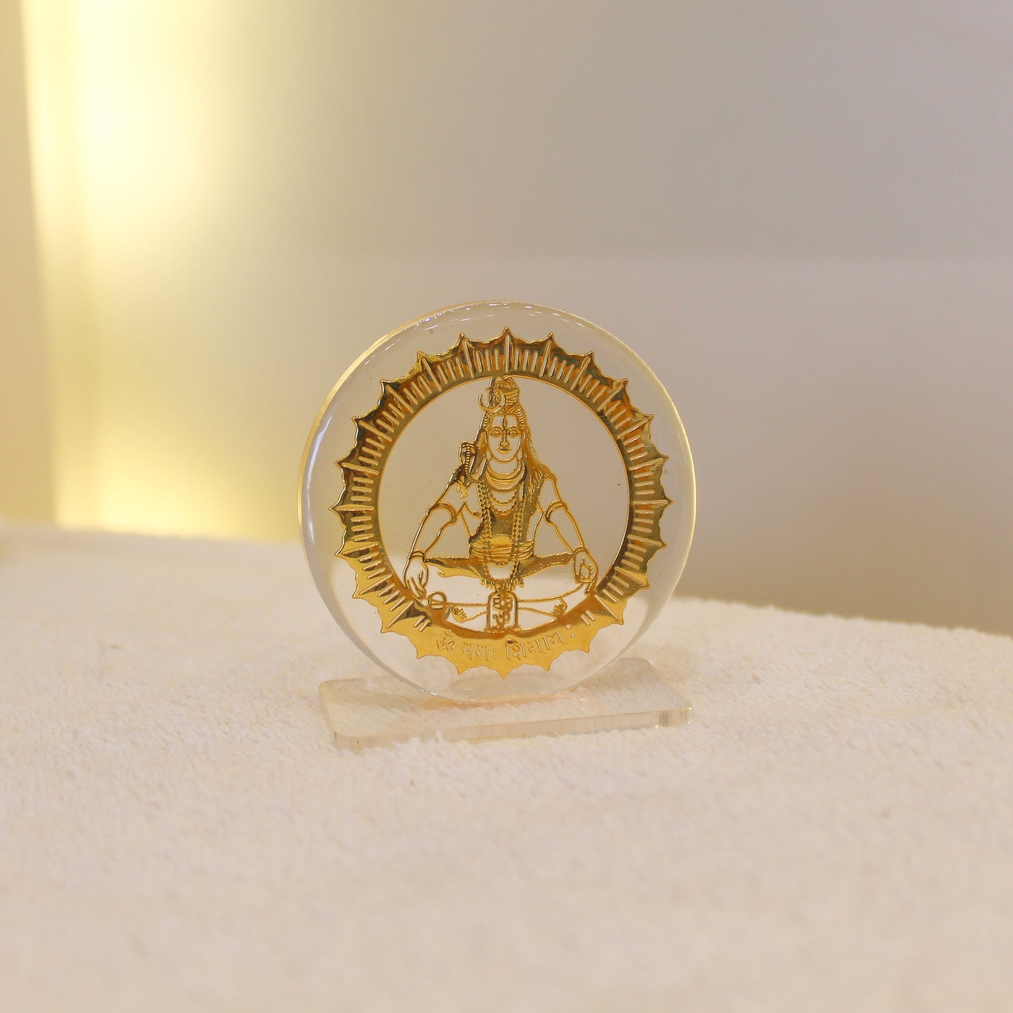 24k gold plated Hindu Acrylic Coin Decor: Shiva, Durga, Lakshmi Art (One Piece only)