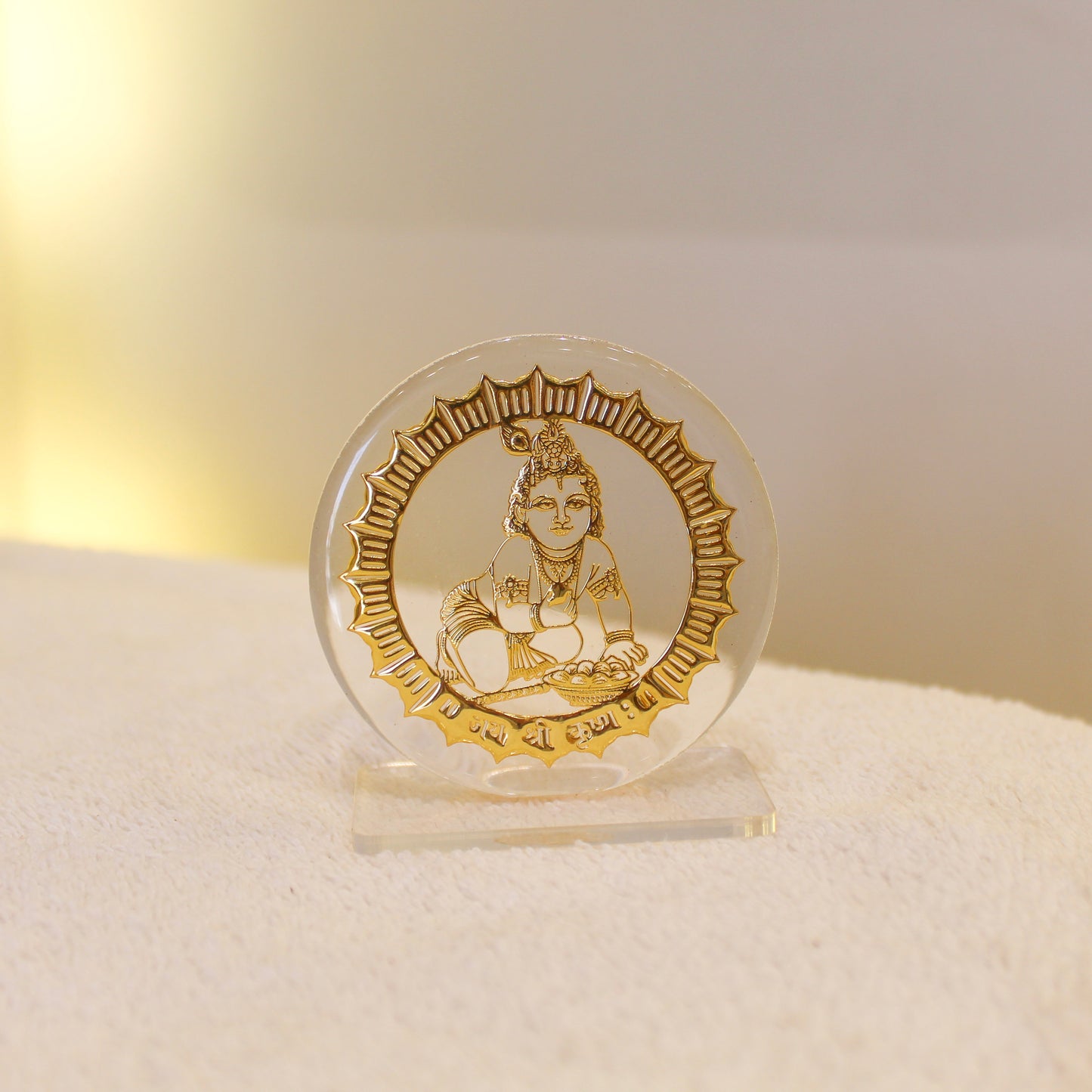 24k gold plated Hindu Acrylic Coin Decor: Shiva, Durga, Lakshmi Art (One Piece only)