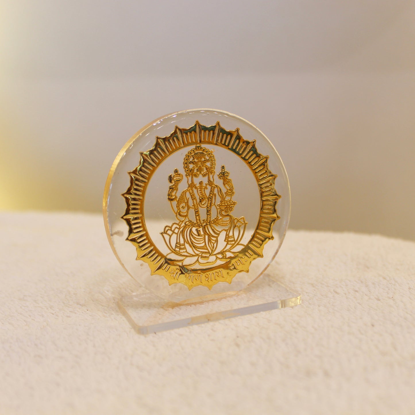 24k gold plated Hindu Acrylic Coin Decor: Shiva, Durga, Lakshmi Art (One Piece only)