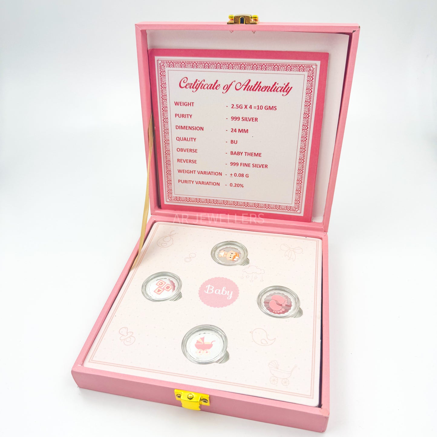 Pure Silver Baby Coin Set – Adorable 4 Coin Gift Box for Newborns | Perfect It's a Boy/Girl Baby Shower Keepsake | Cherish Birth Memories