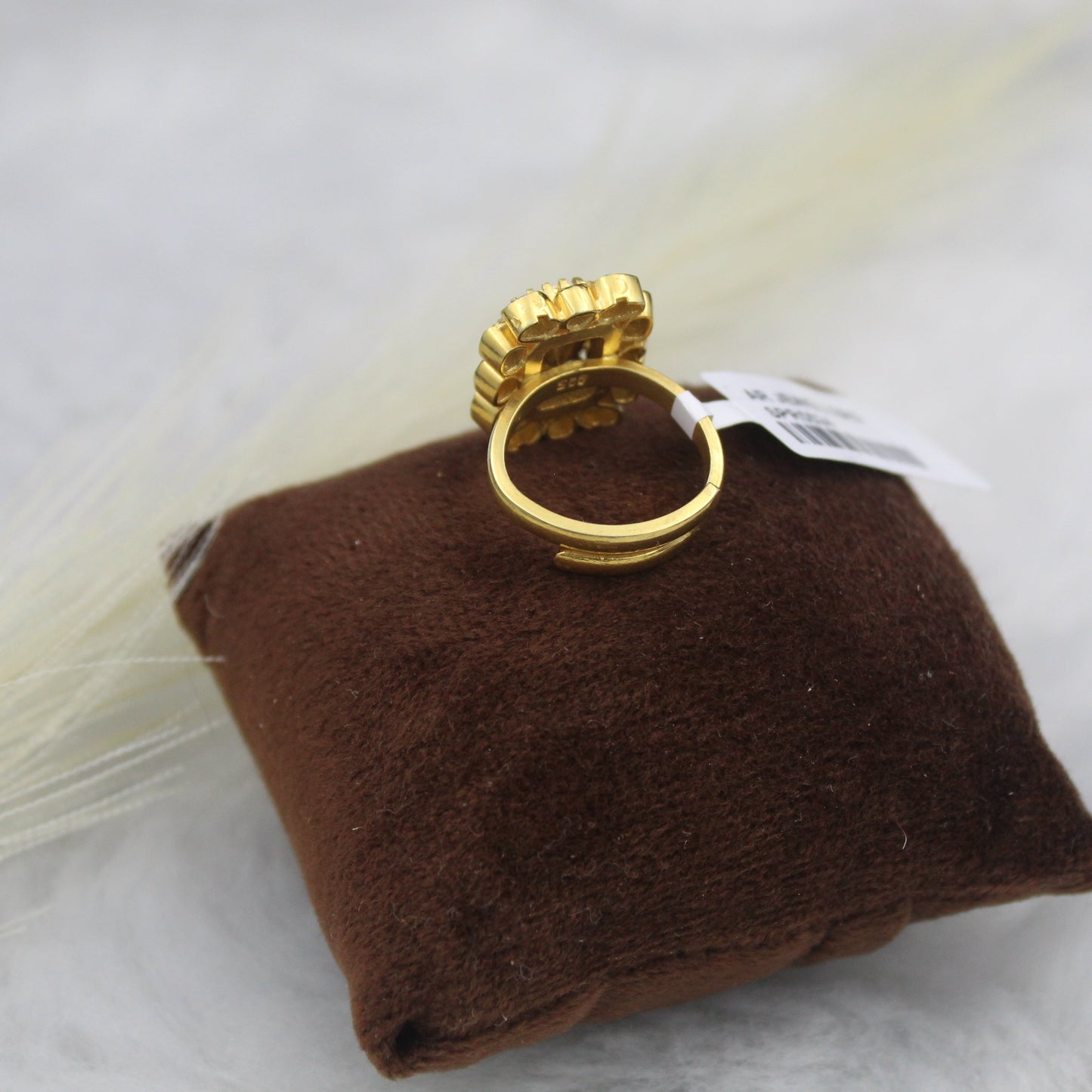 Handmade 925 Silver Polki Ring | Adjustable Polki Style | Vintage Gold Finish Indian Ethnic Jewelry