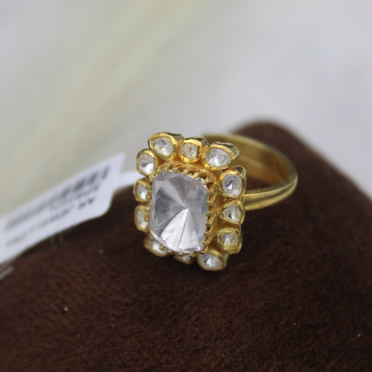 Handmade 925 Silver Polki Ring | Adjustable Polki Style | Vintage Gold Finish Indian Ethnic Jewelry